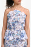 Elliatt White/Blue Floral Embroidered Sequin Embellished Strapless 'Savannah' Midi Dress Size M