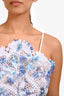 Elliatt White/Blue Floral Embroidered Sequin Embellished Strapless 'Savannah' Midi Dress Size L