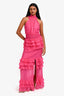 Elliat Pink Ruffle Mockneck 'Kalia' Maxi Dress Size XS