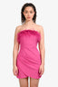 Alfabeta Pink Feather Trim 'Paulina' Strapless Bodycon Mini Dress Size S