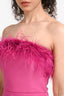 Alfabeta Pink Feather Trim 'Paulina' Strapless Bodycon Mini Dress Size S