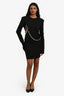 Alfabeta Black Sequin/Chain Embellished Bodycon Long Sleeve 'Mina' Mini Dress Size M