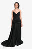 Alfabeta Black Satin Draped Strapless 'Cynthia' Maxi Dress Size XS