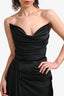 Alfabeta Black Satin Draped Strapless 'Cynthia' Maxi Dress Size XS