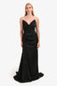 Alfabeta Black Satin Draped Strapless 'Cynthia' Maxi Dress Size M