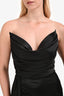 Alfabeta Black Satin Draped Strapless 'Cynthia' Maxi Dress Size M