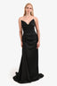 Alfabeta Black Satin Draped Strapless 'Cynthia' Maxi Dress Size L