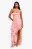 Amanda Uprichard Pink/Orange 'Nalia' Floral Strapless Maxi Dress Size S