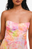 Amanda Uprichard Pink/Orange 'Nalia' Floral Strapless Maxi Dress Size S