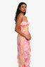 Amanda Uprichard Pink/Orange 'Nalia' Floral Strapless Maxi Dress Size S
