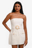 Amanda Uprichard White Tweed 'Gramercy' Belted Romper Size S