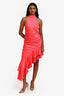 Amanda Uprichard Pink Silk 'Shanea' Asymmetrical Halter Top Maxi Dress Size S