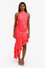Amanda Uprichard Pink Silk 'Shanea' Asymmetrical Halter Top Maxi Dress Size XS