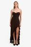 Amanda Uprichard Brown 'Eden' Asymmetrical Strapless Maxi Dress Size S