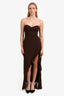 Amanda Uprichard Brown 'Eden' Asymmetrical Strapless Maxi Dress Size M