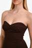 Amanda Uprichard Brown 'Eden' Asymmetrical Strapless Maxi Dress Size S