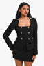 Amanda Uprichard Black 'Tompkins' Buttoned Long Sleeve Mini Dress Size S