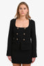 Amanda Uprichard Black 'Tompkins' Buttoned Long Sleeve Mini Dress Size M