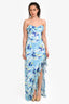 Amanda Uprichard Blue/Yellow 'Corinna' Floral Strapless Maxi Dress Size S