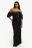Bariano Black Shimmer Ruched Puff Sleeve Maxi Dress Size 2