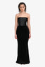 Effie Kats Black Satin/ Velvet 'Lakely' Strapless Maxi Dress Size XS