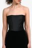 Effie Kats Black Satin/ Velvet 'Lakely' Strapless Maxi Dress Size XS