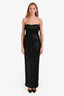 Effie Kats Black Satin/Sequined 'Thalia' Strapless Maxi Dress Size M
