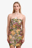 Elliatt Multicolour Foil Floral Detail Strapless 'Patrice' Mini Dress Size S