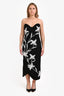 Elliat Black/White Mesh Strapless Floral Detail 'Lara' Midi Dress Size M