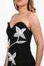Elliat Black/White Mesh Strapless Floral Detail 'Lara' Midi Dress Size M