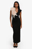 Elliat Black/Cream Floral Detail V-Neck 'Zahara' Maxi Dress Size S