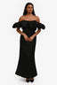 Elliat Black Rouched Sleeve 'Sharon' Midi Dress Size S