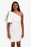 Helen O'Connor White Ruched Bow Detail Off The Shoulder 'Crest' Mini Dress Size S
