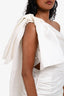 Helen O'Connor White Ruched Bow Detail Off The Shoulder 'Crest' Mini Dress Size S