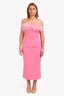 Elle Zeitoune Pink Feather Trim 'Jain' Maxi Dress Size L