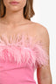 Elle Zeitoune Pink Feather Trim 'Jain' Maxi Dress Size L