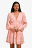 Hemant & Nandita Pink Floral Detail Puff Sleeve Long Sleeve 'Pakhi' Mini Dress Size M