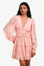 Hemant & Nandita Pink Floral Detail Puff Sleeve Long Sleeve 'Pakhi' Mini Dress Size XS
