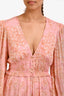 Hemant & Nandita Pink Floral Detail Puff Sleeve Long Sleeve 'Pakhi' Mini Dress Size L