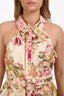 Hemant & Nandita Pink Floral Detail Collared Sleeveless 'Liana' Belted Mini Dress Size L