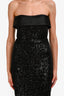 Effie Kats Black Satin/Sequined 'Thalia' Strapless Maxi Dress Size M
