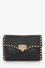 Valentino Black Leather Rockstud Flap Crossbody Bag