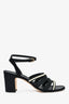 Pre-Loved Chanel™ Black Fabric Faux Pearl Embellished Block Heeled Sandals Size 40