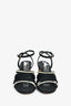 Pre-Loved Chanel™ Black Fabric Faux Pearl Embellished Block Heeled Sandals Size 40