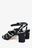 Pre-Loved Chanel™ Black Fabric Faux Pearl Embellished Block Heeled Sandals Size 40