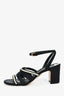 Pre-Loved Chanel™ Black Fabric Faux Pearl Embellished Block Heeled Sandals Size 40
