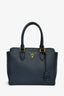 Prada Navy Blue Saffiano Leather Convertible Open Tote With Strap