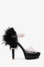 Pre-Loved Chanel™ Black/PVC Feather Embellished Heels Size 36