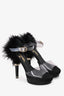 Pre-Loved Chanel™ Black/PVC Feather Embellished Heels Size 36