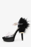 Pre-Loved Chanel™ Black/PVC Feather Embellished Heels Size 36